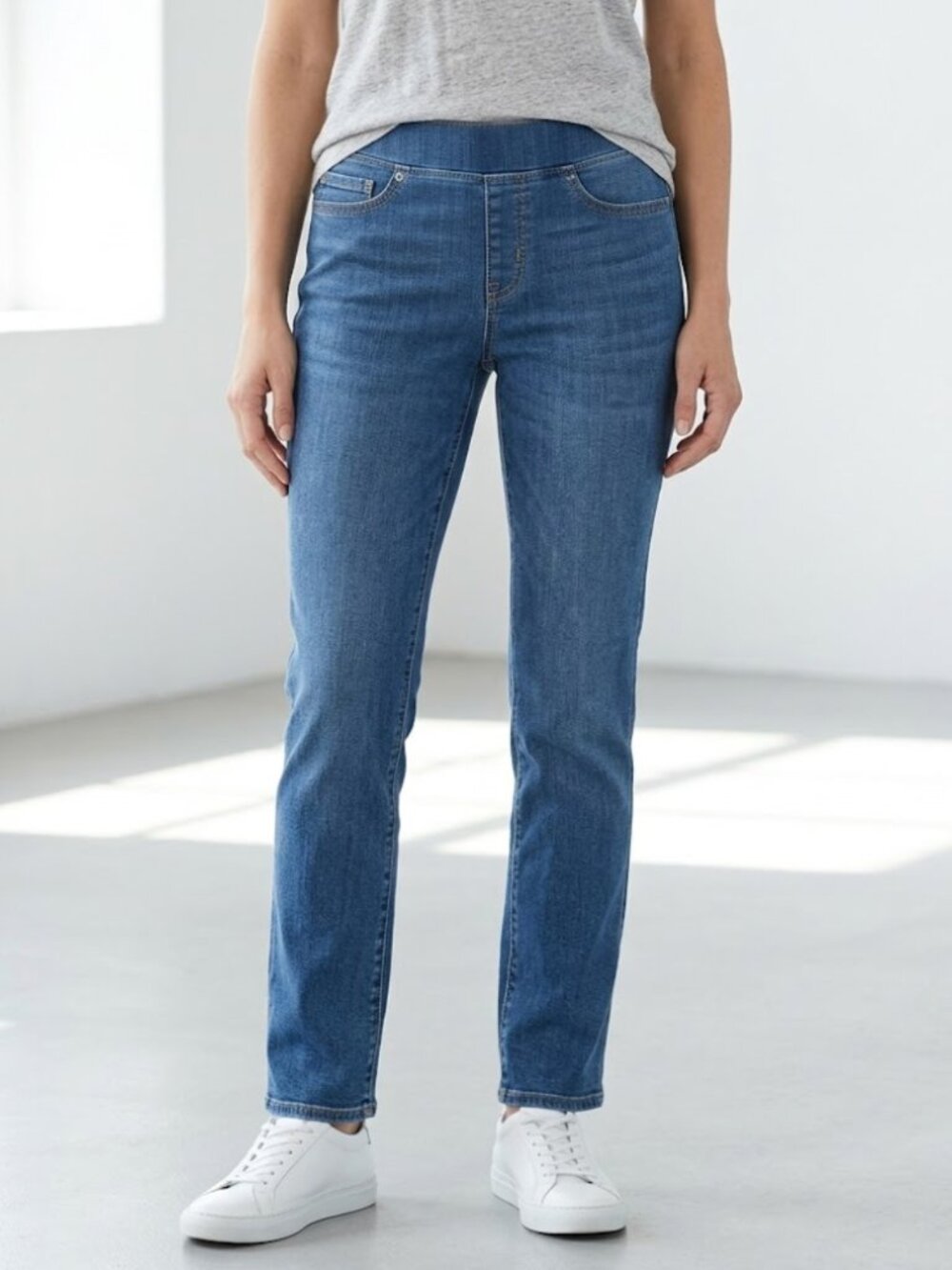 Amazon Essentials Mid Rise Pull On Jeggings Denim Blue 16 Short